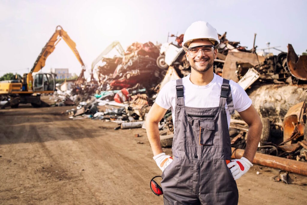 Austin recycling metal recycling near me worker in metal scrap yard